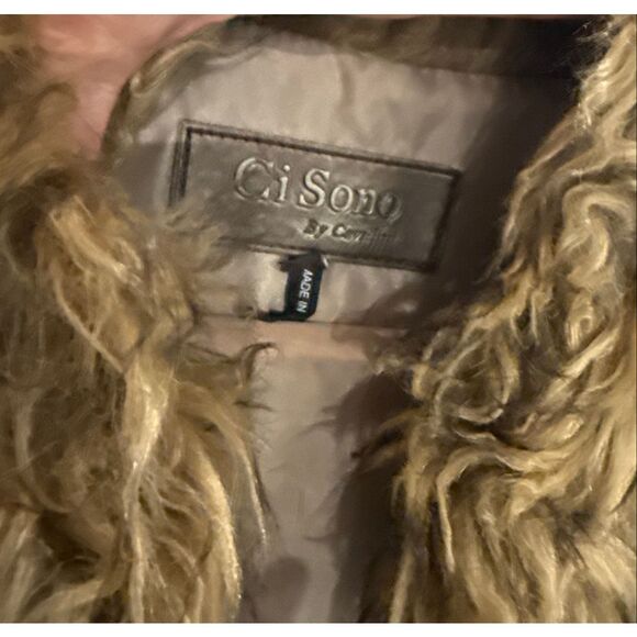 Ci Sono by Cavalini Faux Fur Long Vest Shaggy Statement Boho Festival Size L
